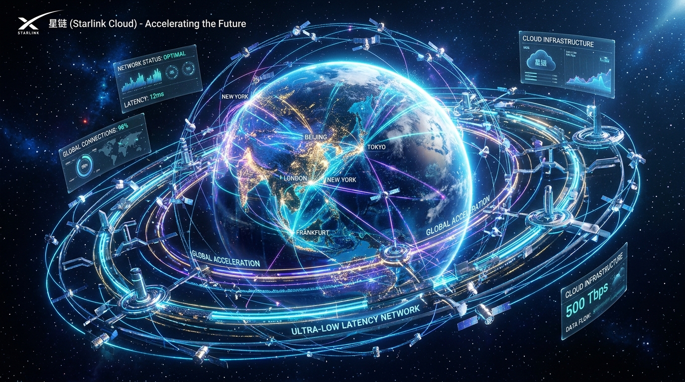 星链 (Starlink Cloud) 巅峰极速专线加速器 - 全球企业级骨干网络加速概念图